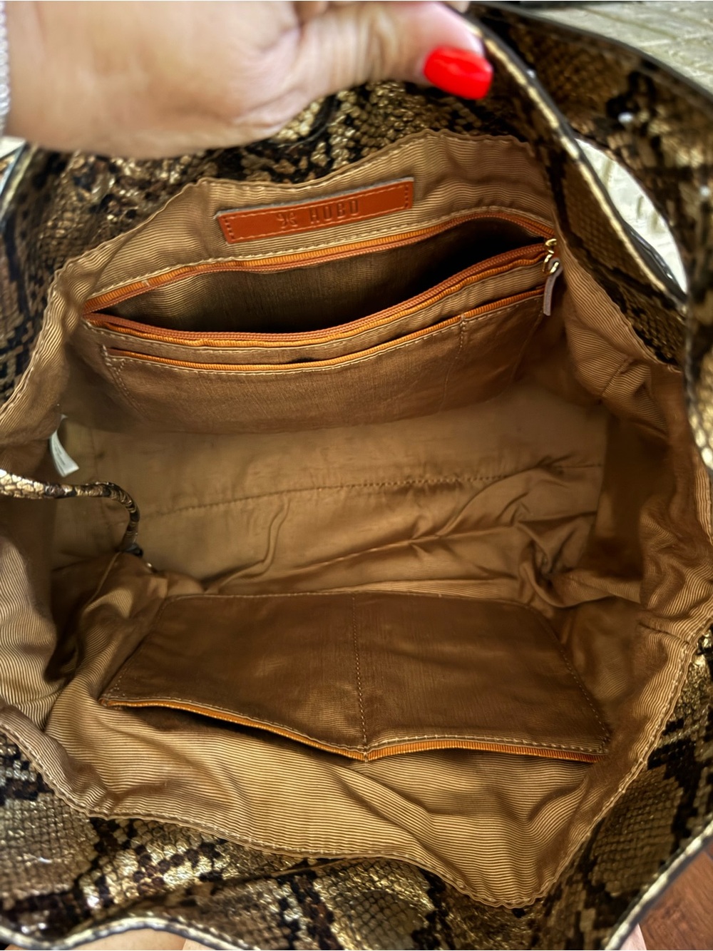HOBO Render - Gold and Brown Snakeskin Hobo Bag - Picture 15 of 16